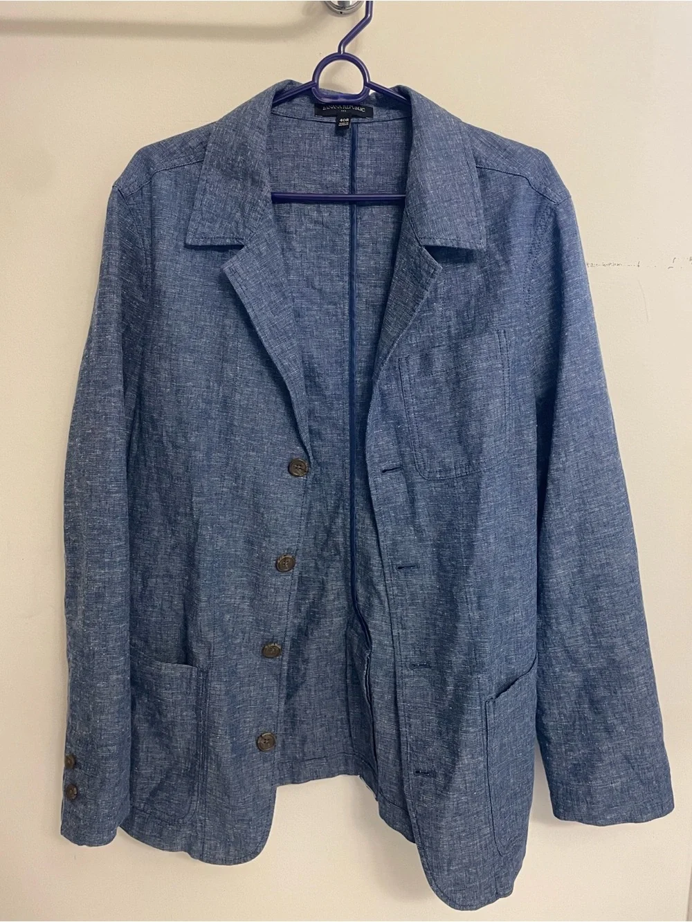Banana Republic Blue Textured cotton linen chore Jacket blazer